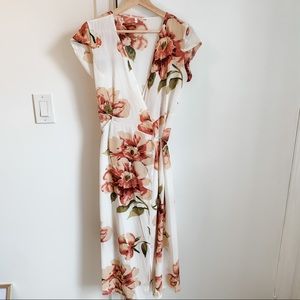 SOLD - Floral Midi Wrap Dress